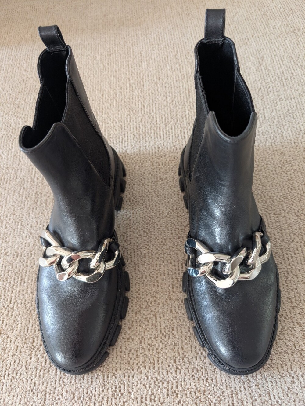 Leather Michael Kors Booties With Chain Detail